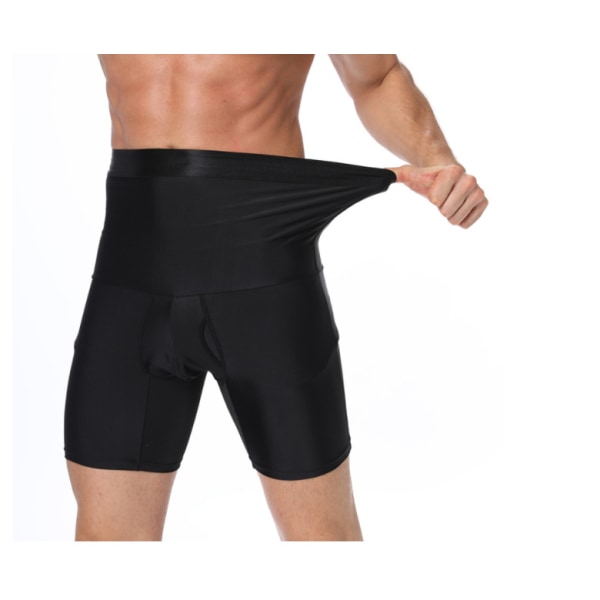 Mænds slankende mænds Shapewear-shorts - Tummy Control Boxershorts - Elastisk Butt Booster Body Shaper Black M