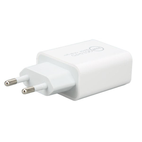 20W QC3.0 PD Hurtiglader Dobbelt Port Hurtigopladningshastighed Oplader til Dji Avata AC 100‑240V Hvid EU Stik 85x43x24mm