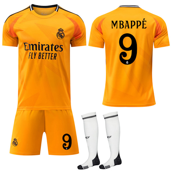 2024 Real Madrid Borta Orange tröja nr 9 Mbappe fotbollströja No.9 Mbappe #18(100-110 cm)