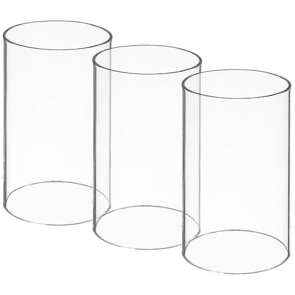 3 stk. vindtætte klare glas cylinder lysestager åbne lysmanchetter