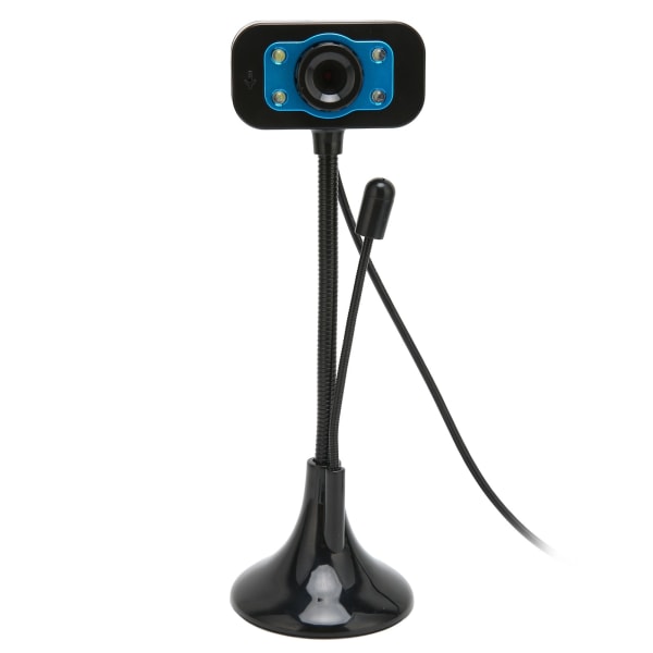 Webkamera High Definition Manuell Fokus USB Streaming Webcam med LED Fill Light Microphone++