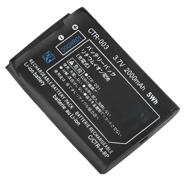 2000mAh uppladdningsbart Li-ion-batteri med stor kapacitet för Nintendo 3DS++