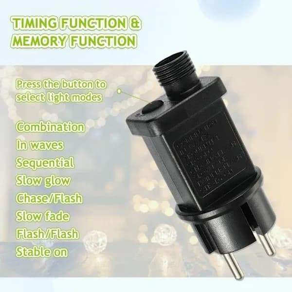 IP44 31V 3.6W transformatoradapter med 8 moduser og minnefunksjon Kompatibel med julebelysning, lyslenker og istappslys[BEMS]