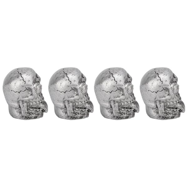 4st Däckventilkåpa Set Skull Style Dammtät Universal för bilar Cyklar SUV Lastbilar Motorcyklar Silver