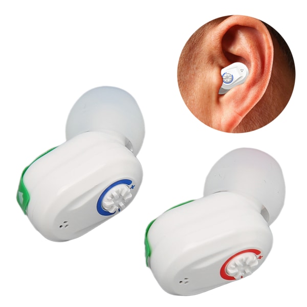 TIMH Høreforsterkere Støyreduksjon Ergonomisk silikon øreplugg Lette oppladbare høreapparater for seniorer Voksne Hvit