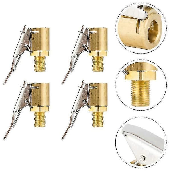 4 stk bilgjenge dekk luftchuck messing åpne ender dekkventiler luftpumpeklemmer