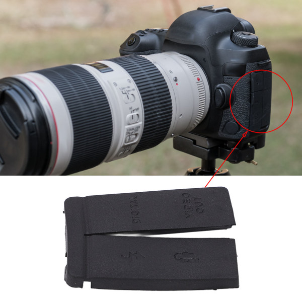 Kameraets bunddæksel Sort gummi USB VIDEO OUT Interface beskyttelse Bunddæksel til 5D kamera /