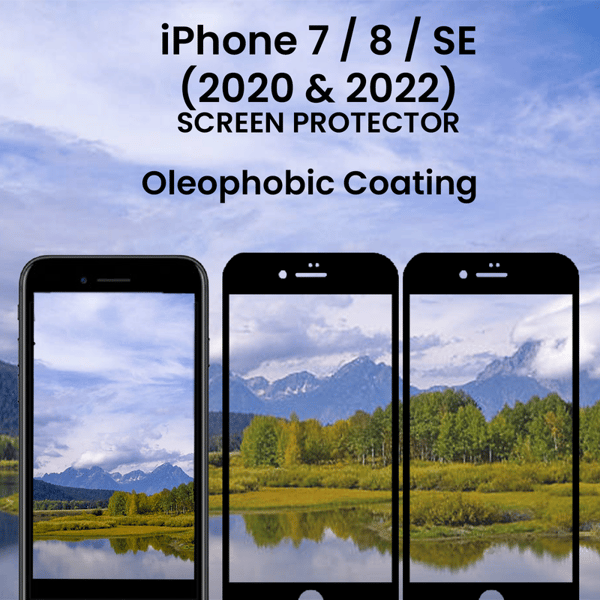 【BEMS】2 Pack Compatible with iPhone 7&8 SE (2020-2022) Black - Tempered Glass 9H - 3D