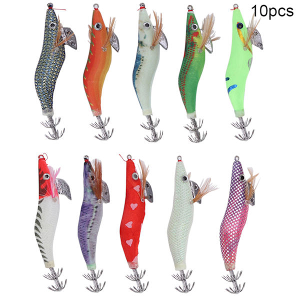 10 stk. Kunstige Fisk Rejer Formet Lokkemad Fiskegrej med Æske (Type 2.5)