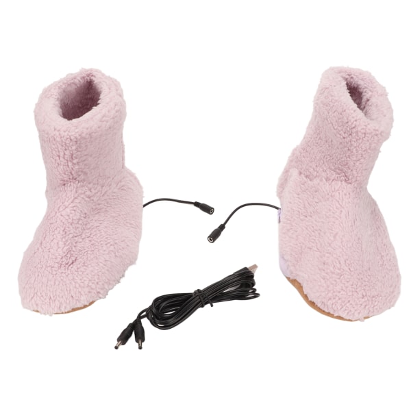 Oppvarmet fotvarmer USB-lading Myk avslappende elektrisk plysjvarmesko for kald vinter Rosa kvinner 35-39 ++/