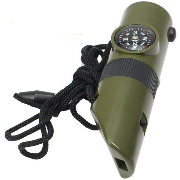 2kpl Monitoiminen Outdoor Survival Camping Pilli LED-valoilla Kompassilämpömittari