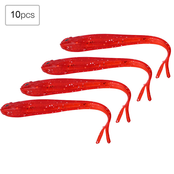 10 st Fiskedrag i PVC för sötvatten och saltvatten 13 cm Livsliknande Mjuka Beten Tillbehör (Röd)