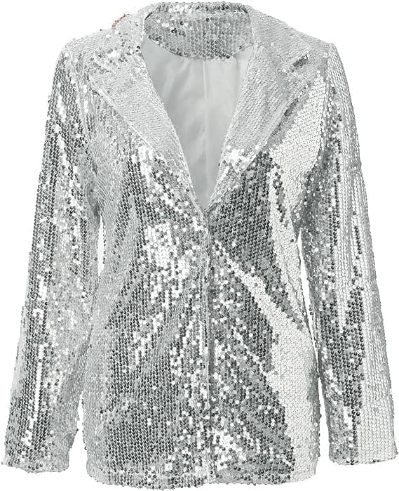 Damkavaj, Lätt, Långärmad, Enkelknapp, Smal kavaj Silver Silver 2XL