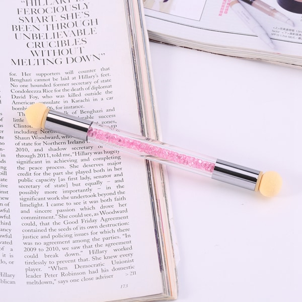 TIMH Kaksipäinen Glitter Powder Dotting Pen varjostussivellin Nail Art Tool (vaaleanpunainen tekojalokivi)