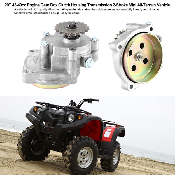 Växellådsreduktionslåda för 2-TAKTS Mini ATV 20T 43-49cc motor