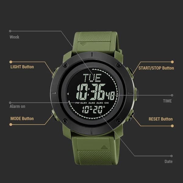 Armbandsur Klockor Utomhussporter 12/24H Black black