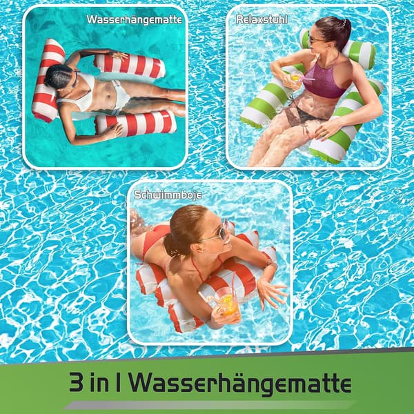 Oppustelig svømmestol til pool - Med ryglæn og armlæn - Perfekt til afslapning