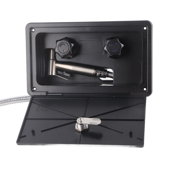Duschutrustning för Utomhus 1.5m Metall Slang Spraybox Set för Husbil Husvagn Trailer Båtar Husvagnar Yachter Svart med Metallrör