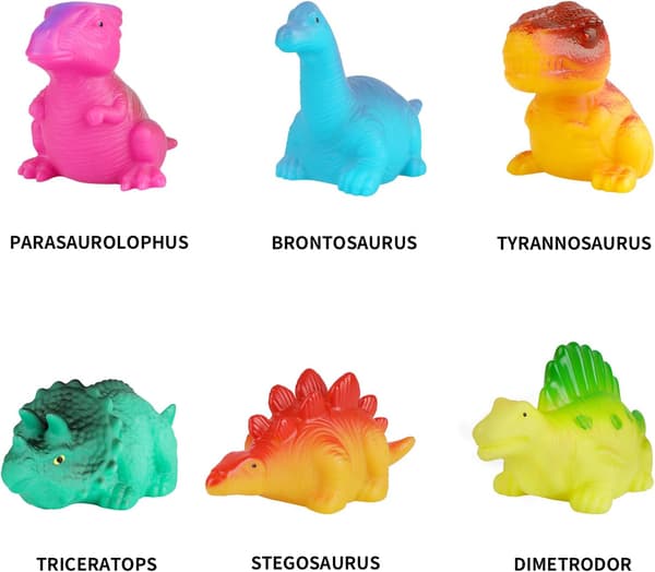 Dinosaur Badelegetøj Lyser Op Flydende Gummidyr (6-pak), Blinkende