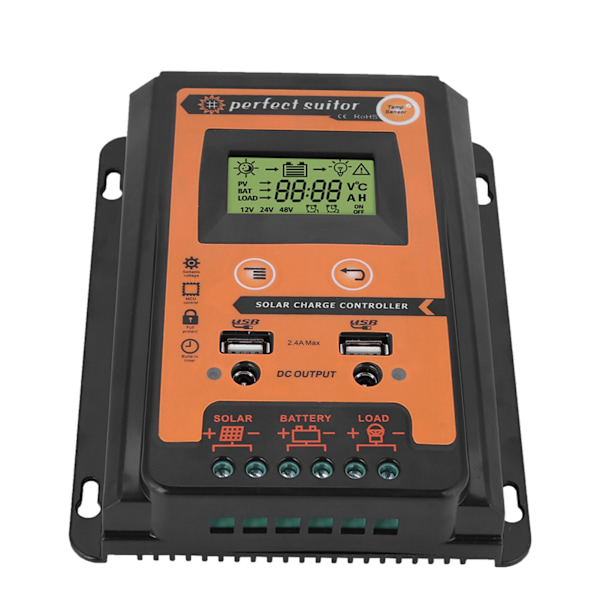 12V/24V 30A PWM MPPT Solcelleanlæg Laderegulering Solpanel Batteri Regulator Dobbelt USB LCD Display