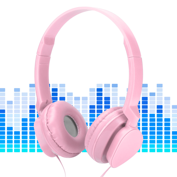 TIMH Hörlurar med sladd över örat Headset Stereoljud med mikrofonspel FM Music Earpiece Pink