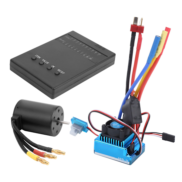 3650 2300KV Børsteløs Motor 45A Børsteløs ESC Programmeringskort for 1:10 RC Bilmodell