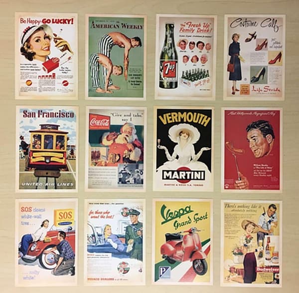64 keräiltävää vintage-postikorttia