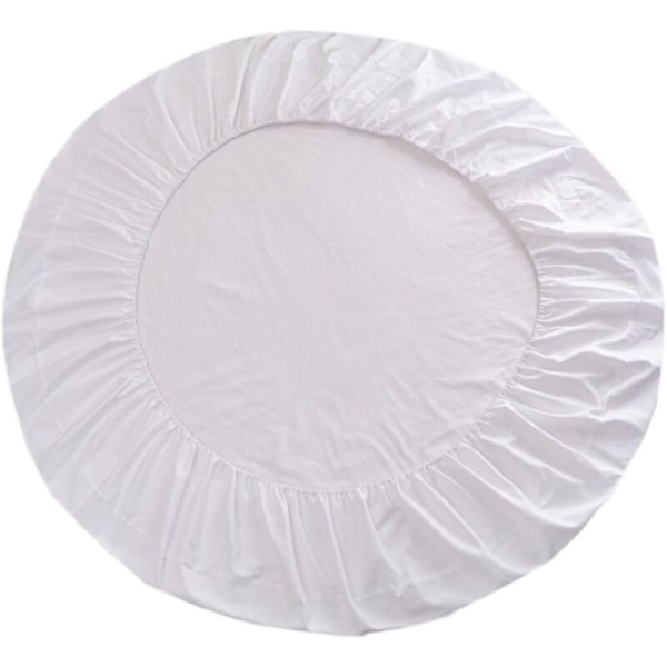 Round Cotton Fitted Sheet, Round Fitted Sheet - White