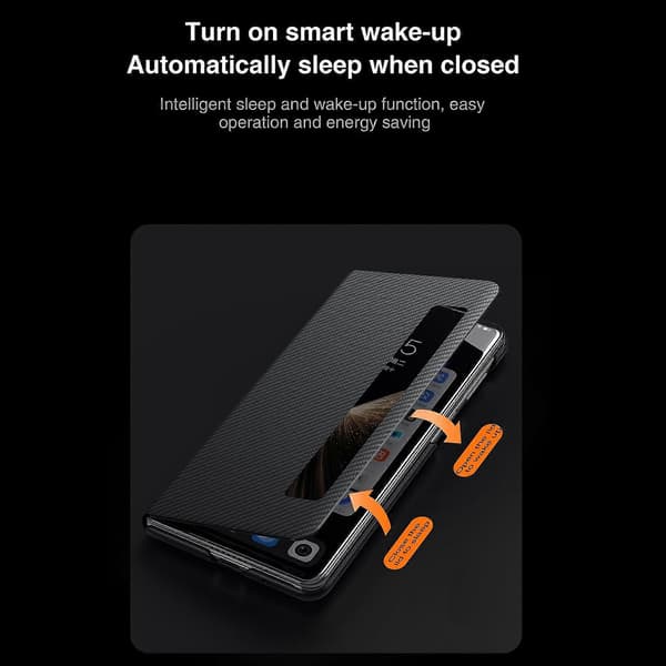 【BEMS】SULADA Kevlar 600D tekstur Smart Window læderetui kompatibel med Honor Magic V5 Black
