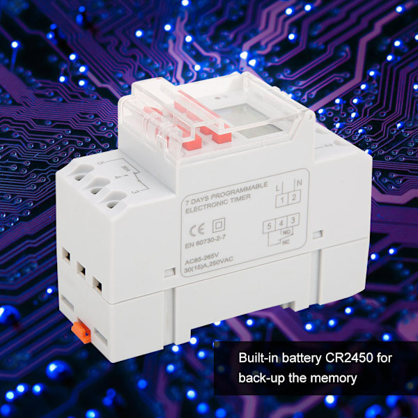 TM919BK 85~265V AC 30A LCD 7 Dagers Programmerbar Digital Timerbryter