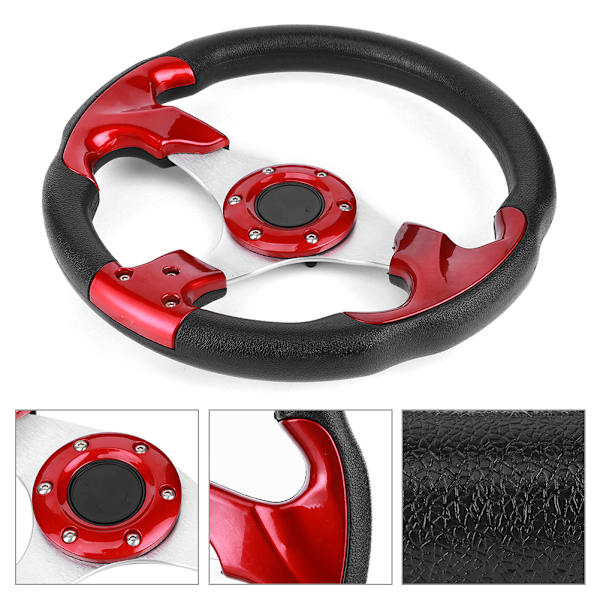 320mm/12,5 tum Racing Bilrattstyre med Tutknapp PVC Röd Färg Universal Modifierad Del