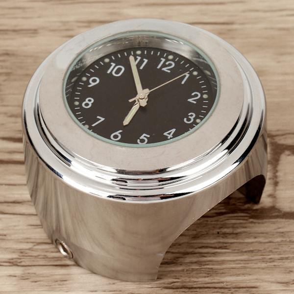 【BEMS】22-25mm Universal Motorcycle Handlebar Clock Metal Mount Black Dial