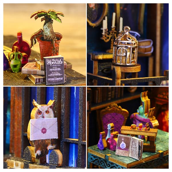 DIY Magics Bazaar bogkrog-sæt med nem montering Dekorative miniaturer Kompatibel med stuen A
