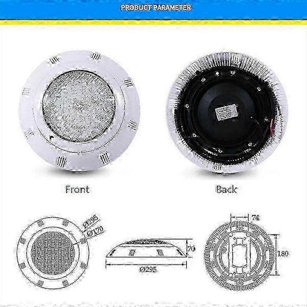 35W RGB LED Pool Light with Remote Control - IP68 Waterproof Multicolor Pool Lighting Compatible with