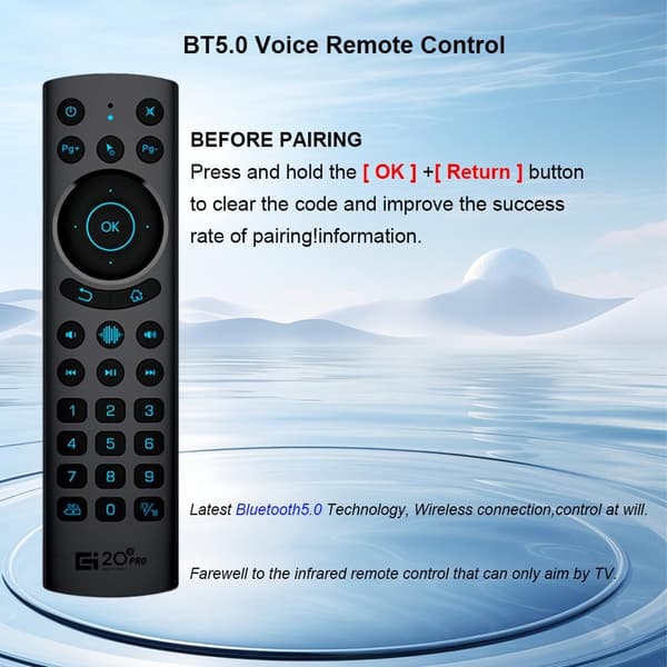 Universal Bluetooth Air Mouse Fjärrkontroll, Förbättrad för Android TV Box, Smart TV, Mini PC (G20S Pro) - 2.4G USB 5.0 IR Belyst