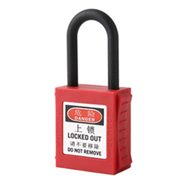 Sikkerhetshengelås Rød tett nylon Slitesterk Høy hardhet Mye brukt Lockout Tagout-lås med nøkler for industrilagerhengelås