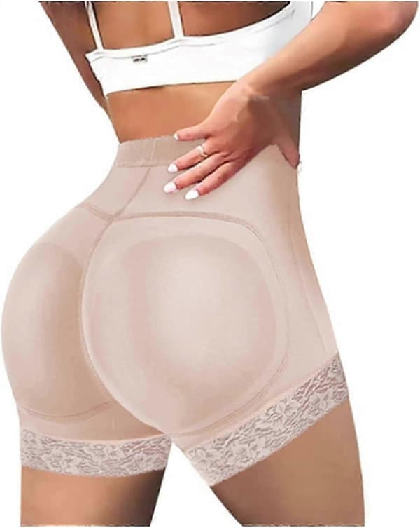 Polstrede truser med hofteløft og push-up-shorts for kvinner Beige L