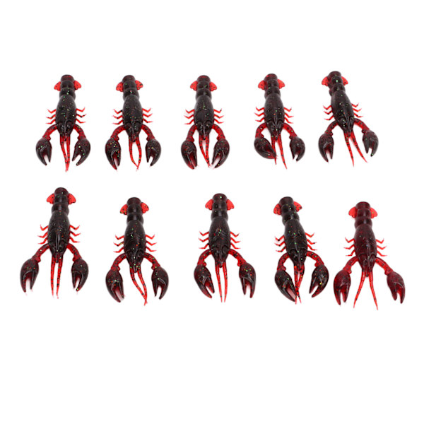 10 stk Myke Fiske Agner Kreps Agner PVC Reker Kunstig Myk Agner Agner for Bass Fiske Mørk Rød En Pakke med Ti