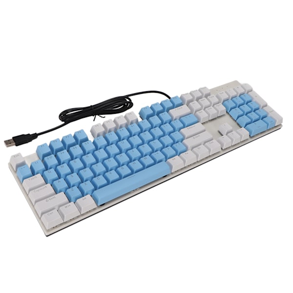 104 Tangenters Mekaniskt Tangentbord Blå Brytare RGB USB Slitstarkt Reptåligt Gaming Tangentbord Vit Blå
