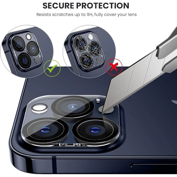 【BEMS】2-pack Compatible with iPhone 14 PRO Lens Protector Full Coverage Tempered Glass Camera Protector