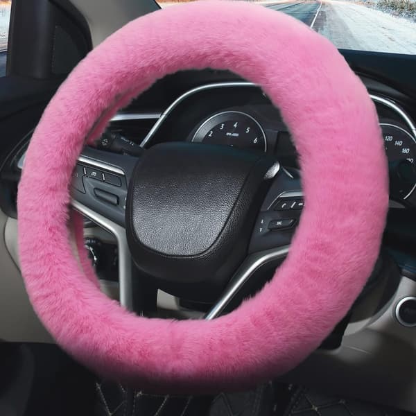 st vintervarma plyschrattskydd, 38 cm fluffigt rattskydd, handbromsskydd, växelspaksskydd, bildekoration, rosa