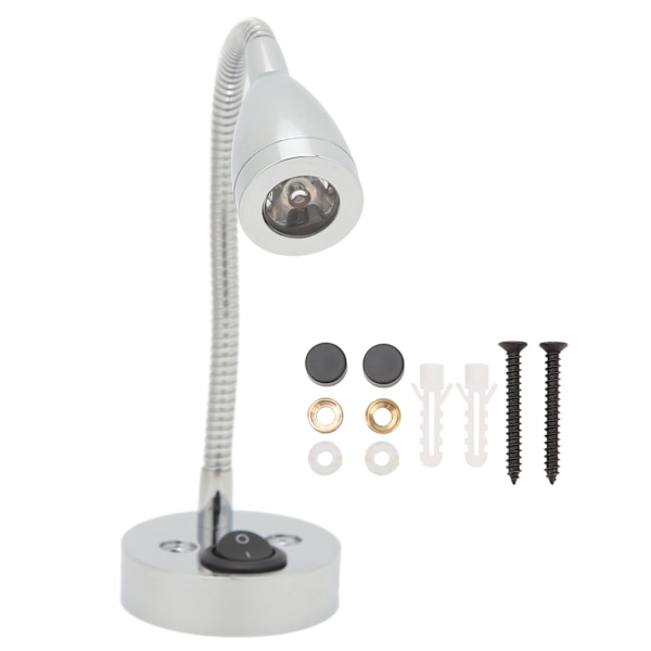 RV LED sänglampa 360 graders svängbar flexibel svanhalslampa för DC 12V till 24V Båtcamper lastbilsbilar Förkromad