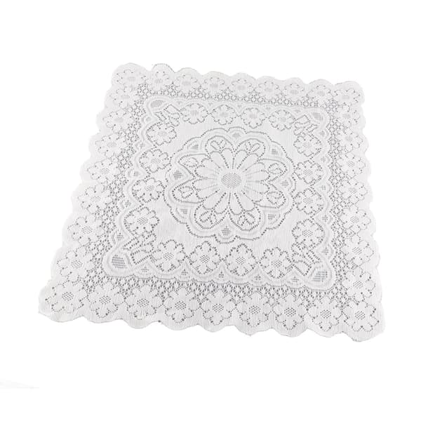 【BEMS】Lace Tablecloth Hollow Pattern Soft Comfortable Simple Lace Decorative Background Cloth Compatible with Home Cafe White Lace 60x60cm