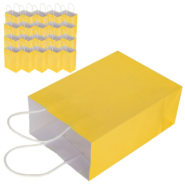 20 stk. Bærbare Kraftpapirposer Gavepose Tilbehør Til Indkøb Fødselsdagsfester 15 x 8 x 21cm Gul