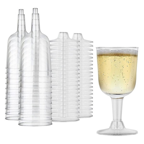 【BEMS】Clear, Recyclable Plastic Wine Glasses - Unbreakable - Reusable Champagne Glasses, Dessert Glasses, 25-Pack