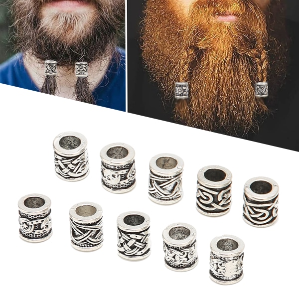 TIMH 10 STK Viking skjeggperler legering antikk norrønt dreadlock perler for skjegghår DIY armbånd halskjede