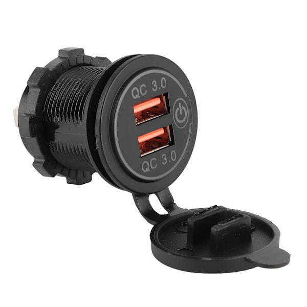 Billader Dobbel USB-port QC3.0 Hurtiglading med Touch Switch for 12‑24V Båt Motorsykkel ATV RV Grønn LED-indikator