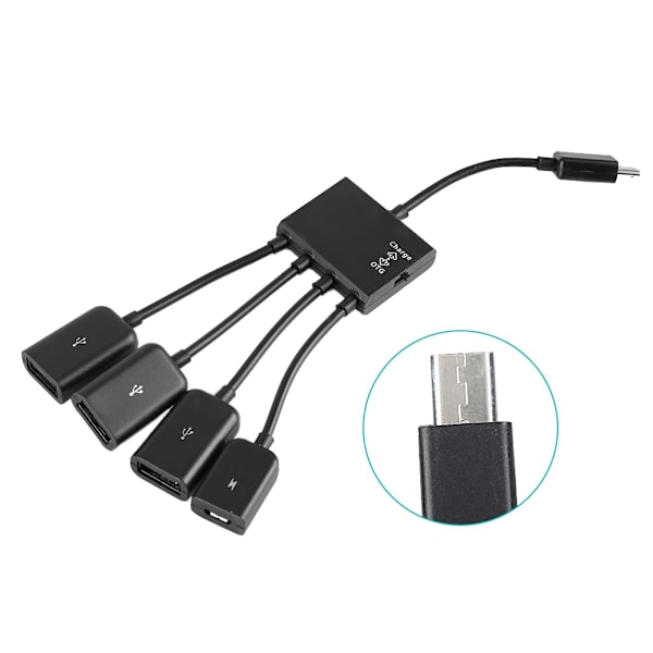 Micro USB HUB OTG Strømladingsvertkabel Kortsporleser Konverter Adapter