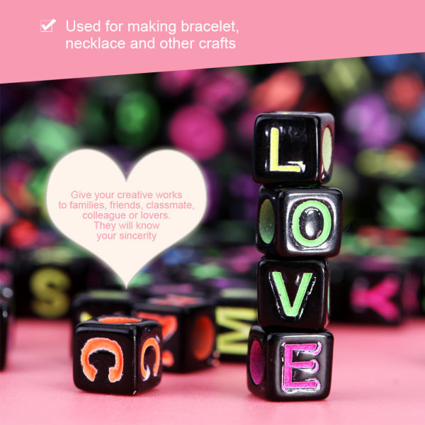 500 st plast blandade kub alfabetet bokstavspärlor för DIY smycken gör armband halsband-+