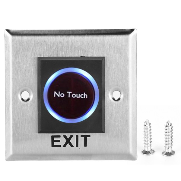 Infrarød sensorbryter Kontaktløs No Touch-dørutgangsknapp med bakgrunnsbelysning for tilgangskontroll//+
